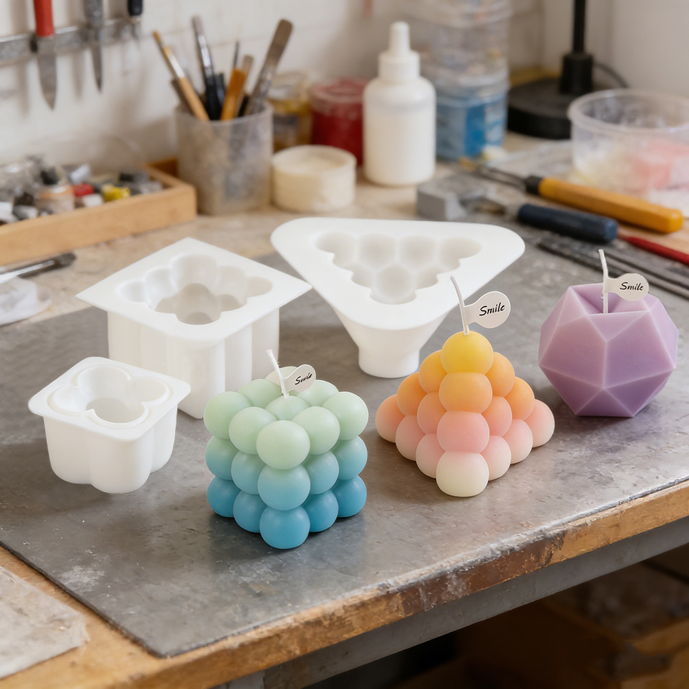 Candle Supplies Kit - 3D Bubble Cube Silicone Candle Molds